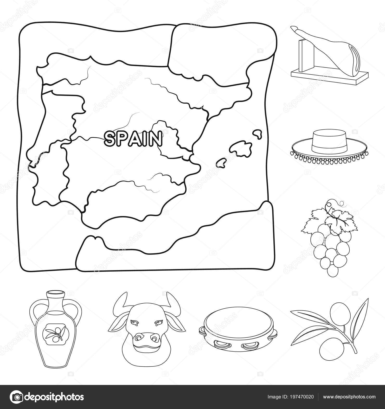 Spain country outline icons in set collection for designtravel and attractions vector symbol stock web illustration stock vector by pandavector