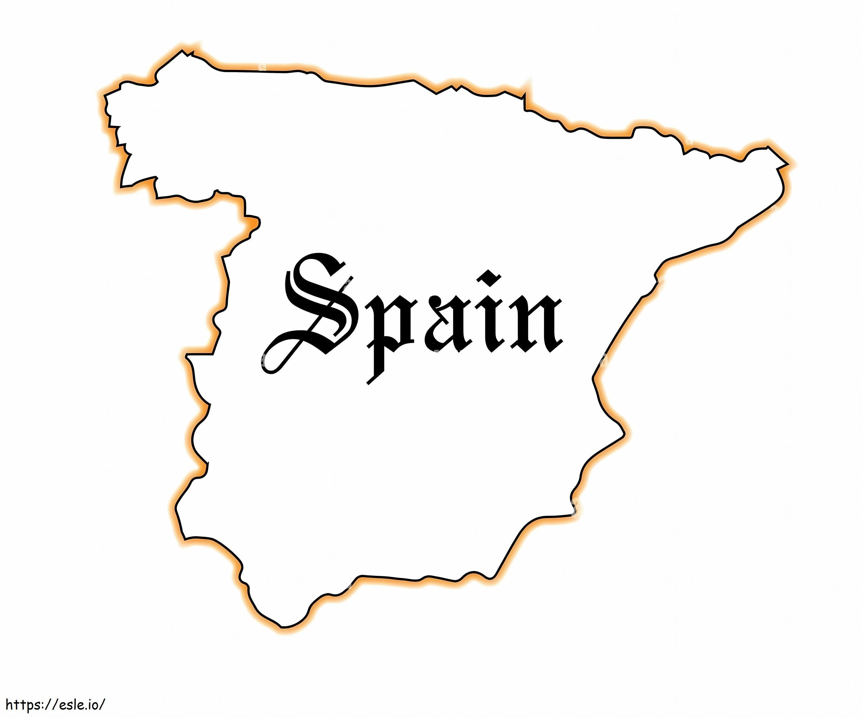 Blank map of spain outline for coloring coloring page