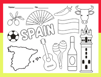 Spain coloring pages tpt
