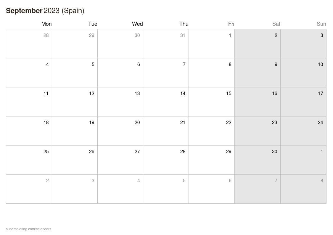 September calendar