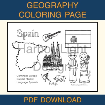 Spain coloring pages tpt
