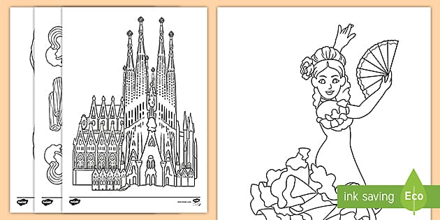 Ks spain colouring sheets language games and activities
