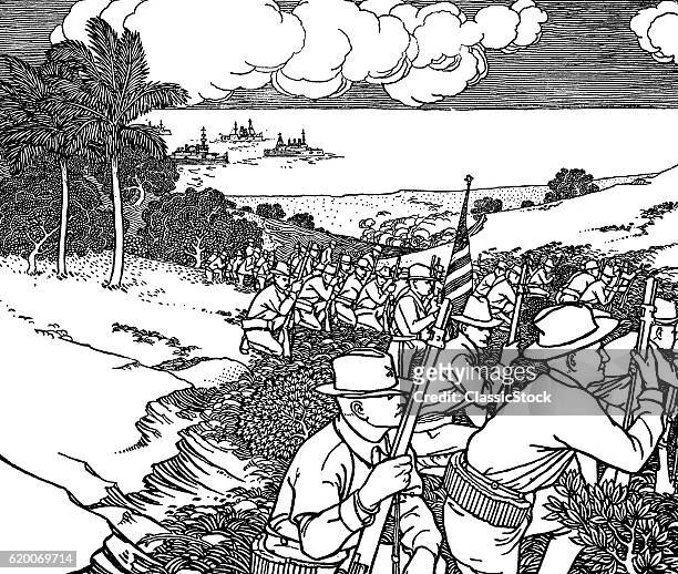 Landing of troops spanish american war stock photos high