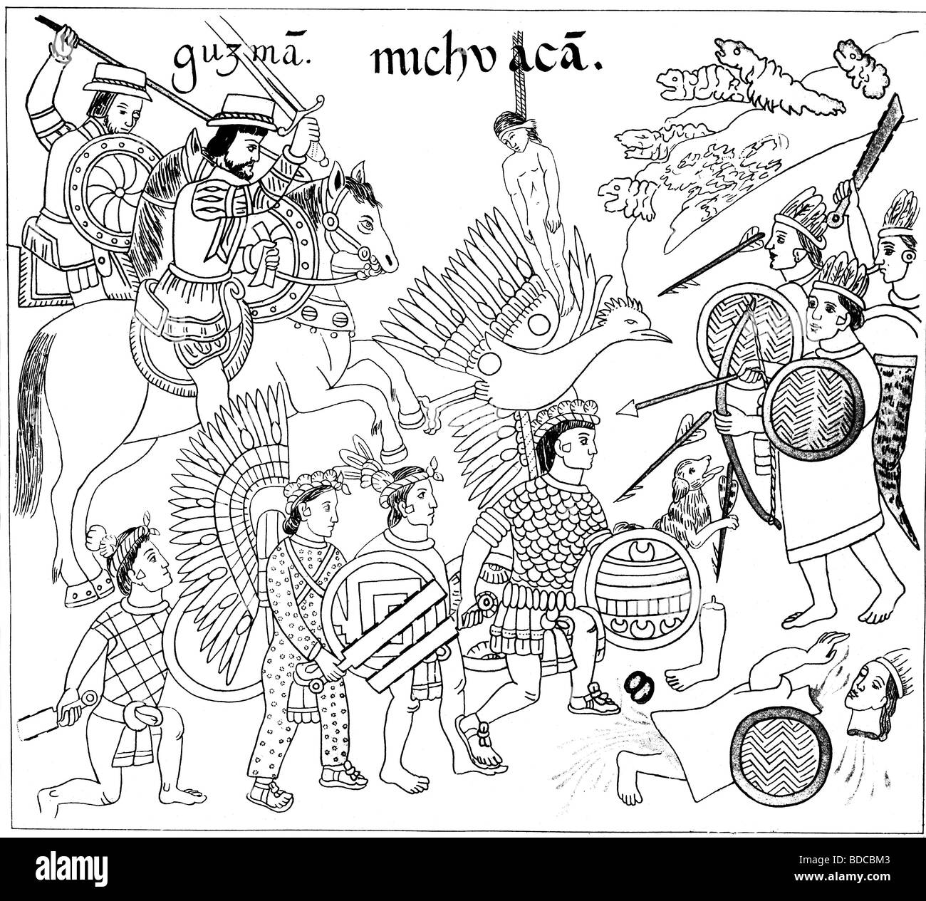 Geography travel mexico aztec empire spanish conquistadors in mexico after aztec drawings central america historic historical conquest conqueror conquerors indian native indigenous people aztecs violence atrocity atrocities defence