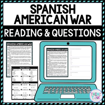 Spanish american war digital reading passage questions self grading