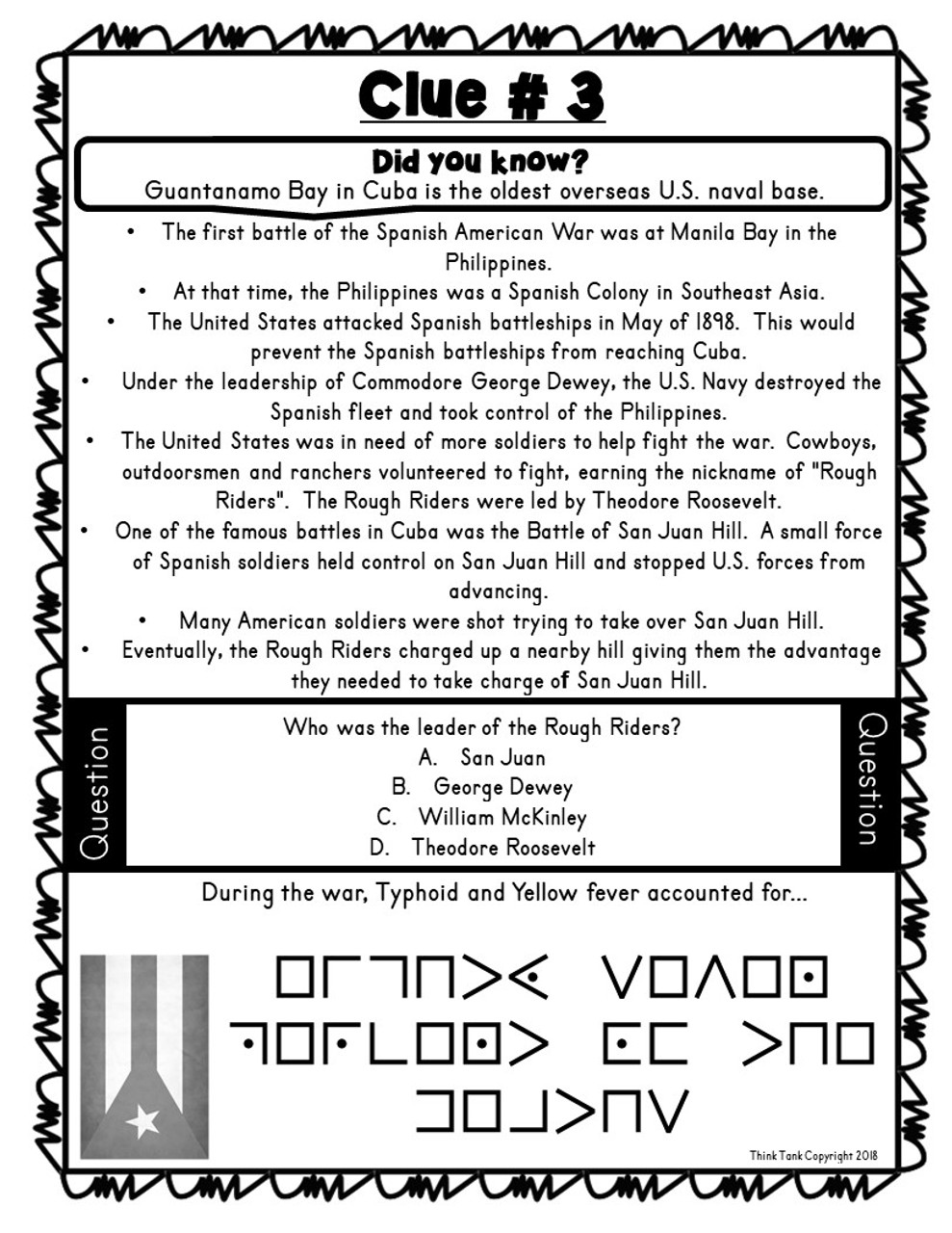 Spanish american war escape room