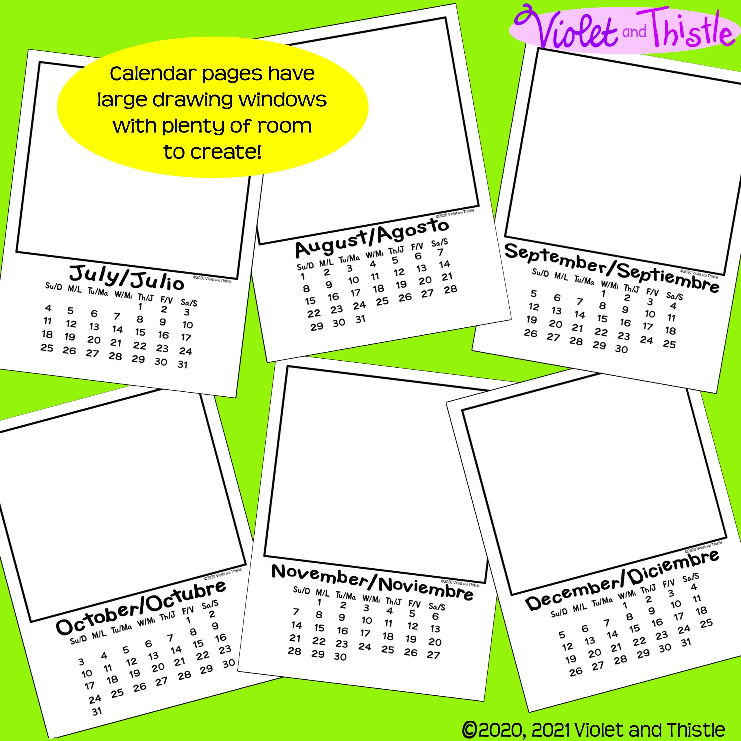 Bilingual spanish english calendar calendario espanol parent christmas gift monthly sec made by teachers