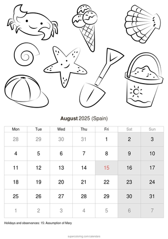 August calendar