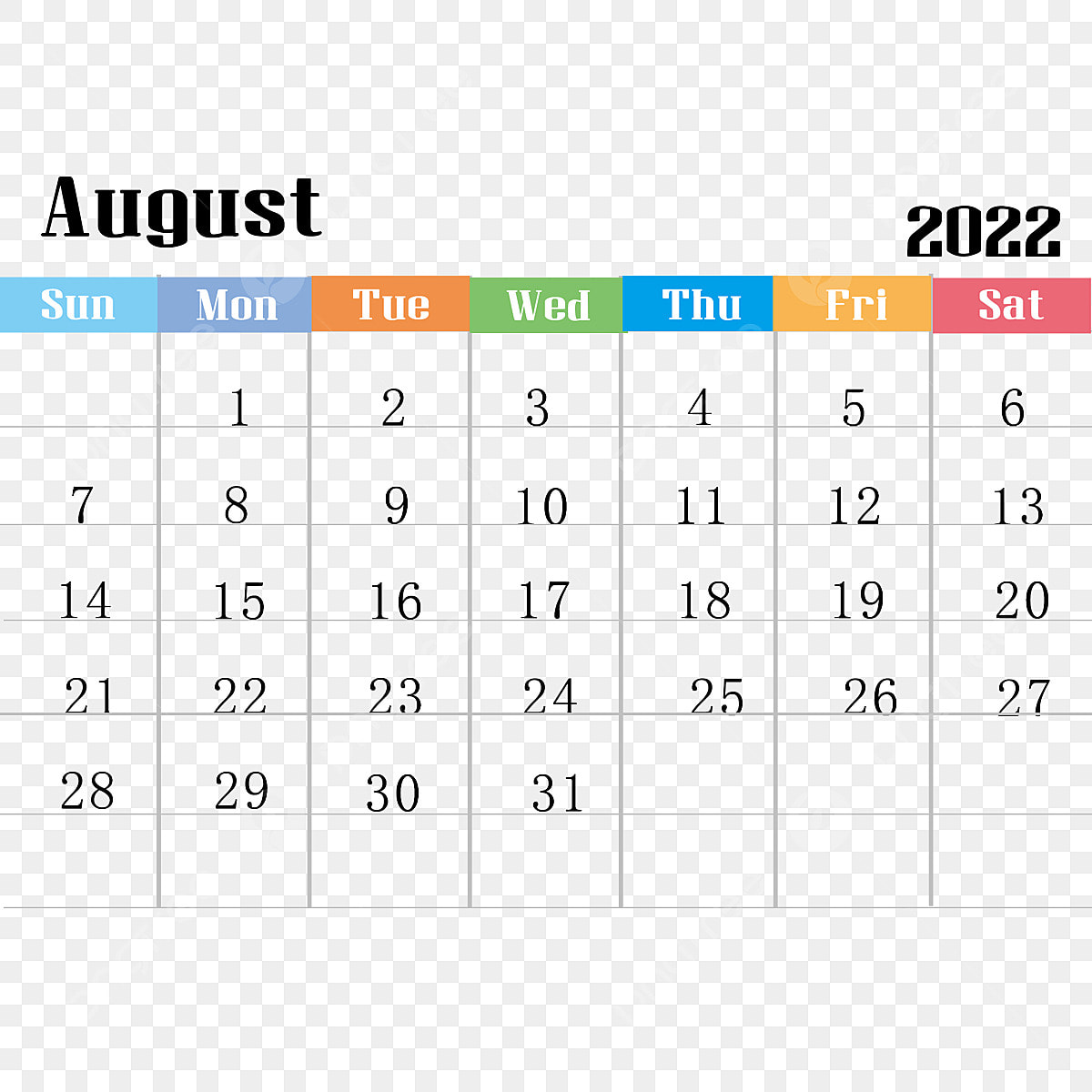 Calendar august white transparent color calendar in august august color png image for free download