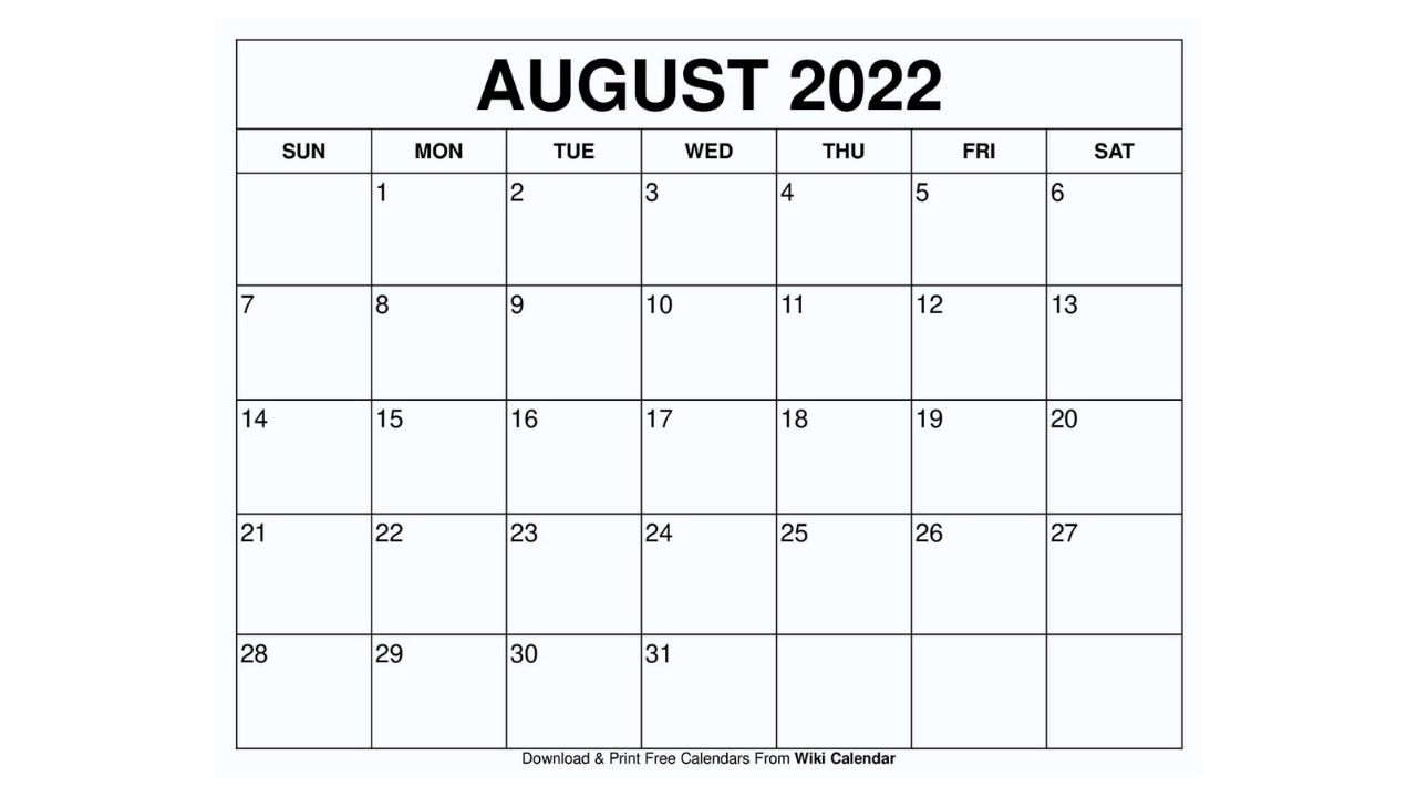 Printable august calendar templates with holidays