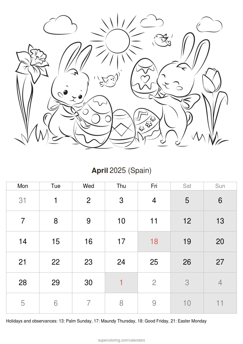 April calendar