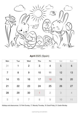 April calendar