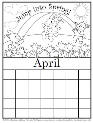 Coloring calendar april