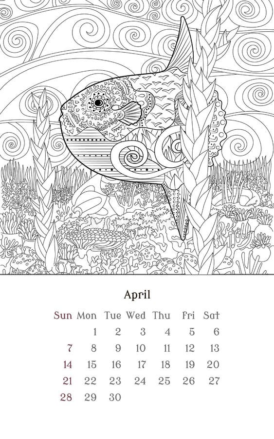 Calendar april coloring page stock illustrations â calendar april coloring page stock illustrations vectors clipart