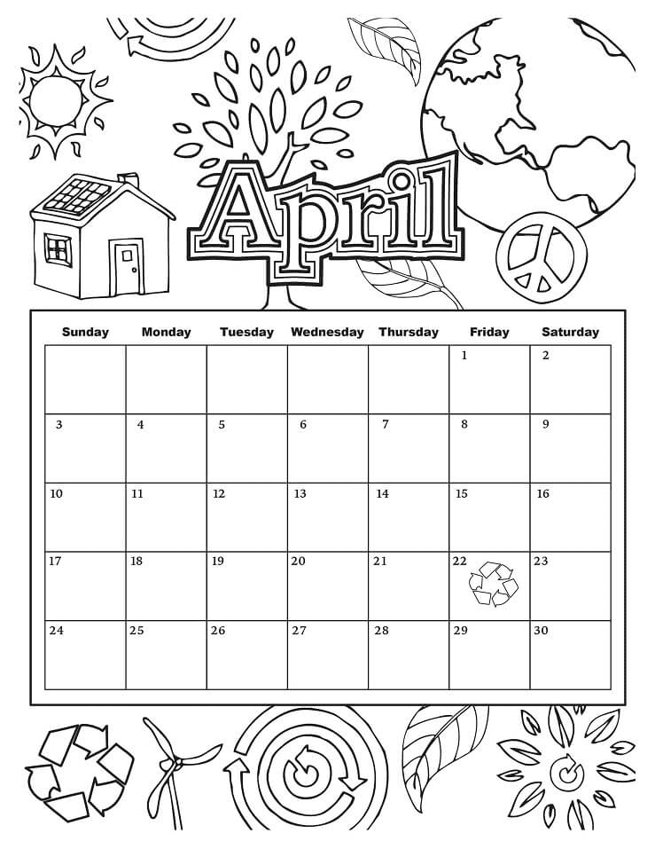 Month april coloring page