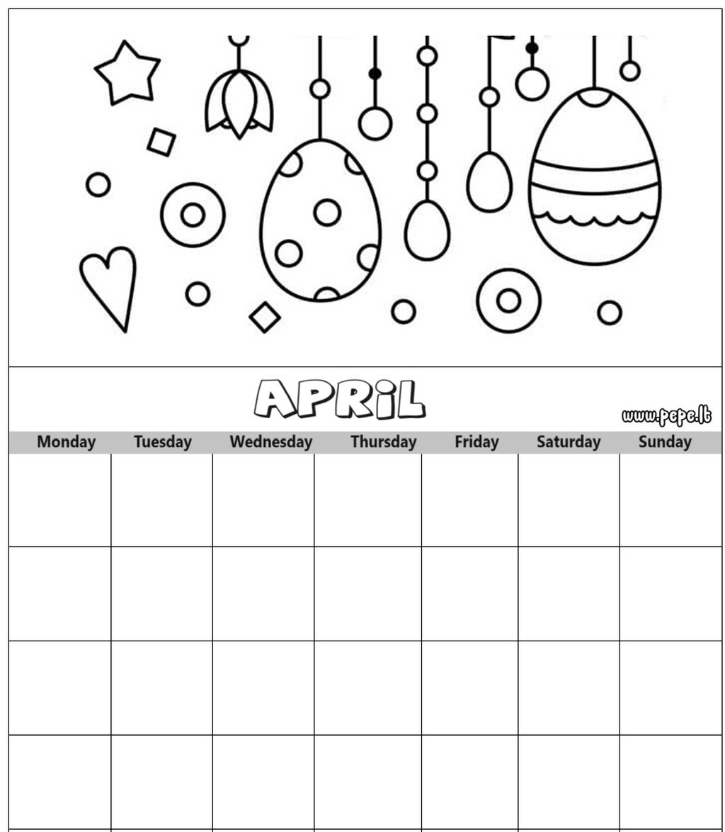 Calendar coloring page