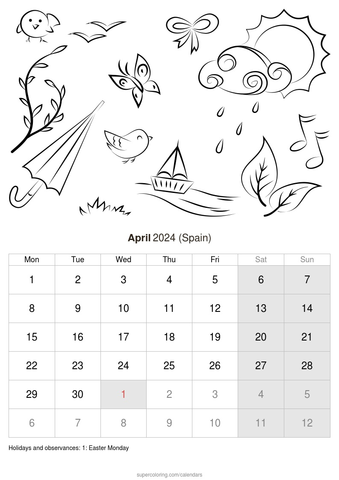April calendar