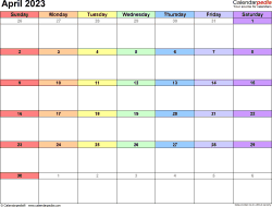 April calendar templates for word excel and pdf