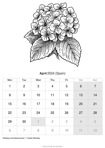 April calendar