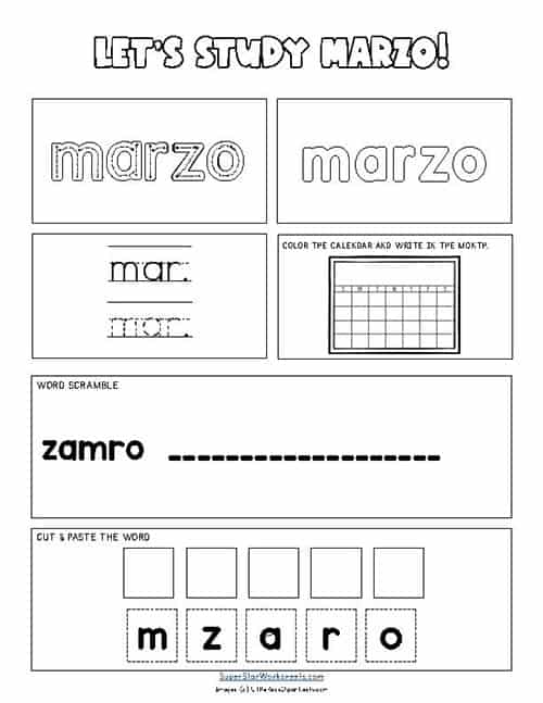 Spanish months of the year worksheets