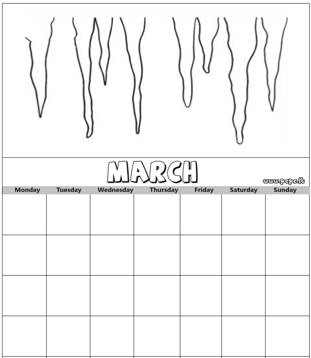 Calendar coloring page