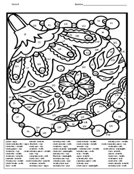 Spanish christmas color by number coloring page forms tpt