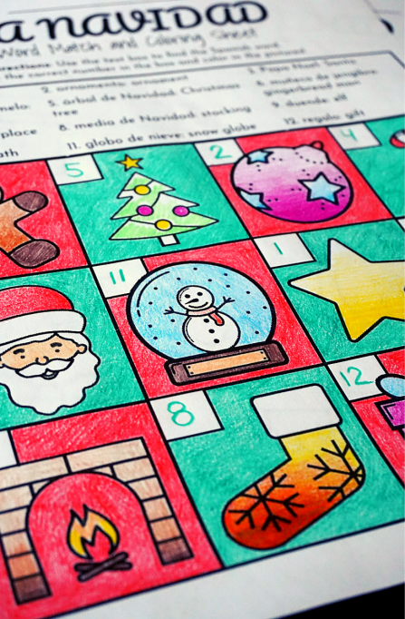 Spanish christmas coloring worksheets