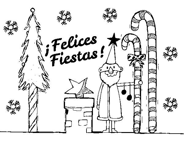 Postcard happy holidays coloring page
