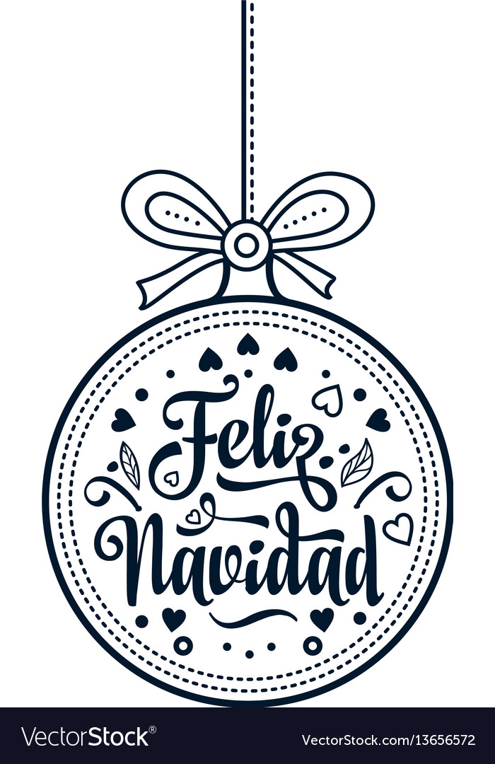 Feliz navidad xmas card on spanish language warm vector image