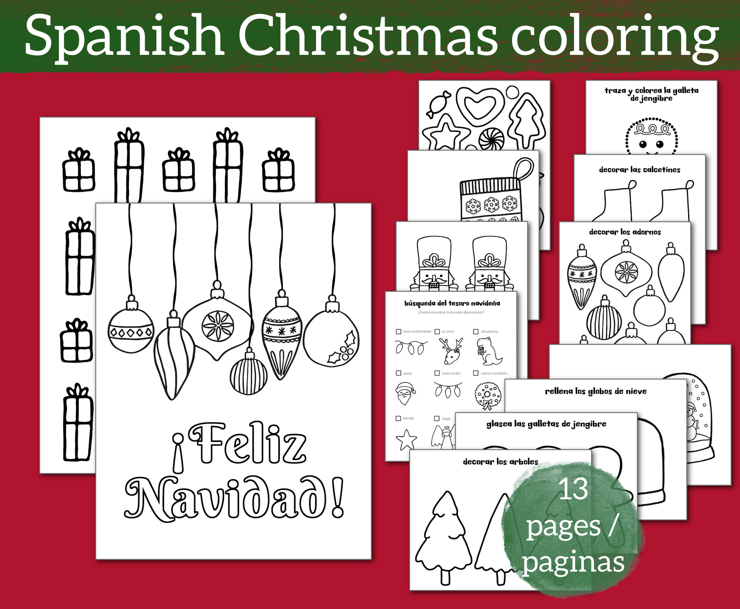 Spanish christmas coloring pages printable feliz navidad coloring sheets to print at home