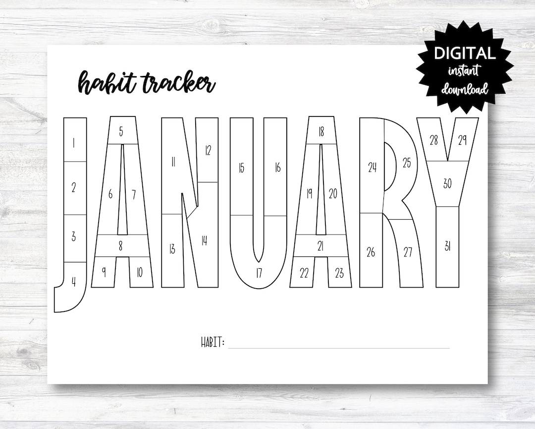 January habit tracker coloring sheet printable month habit tracker coloring sheet printable nb