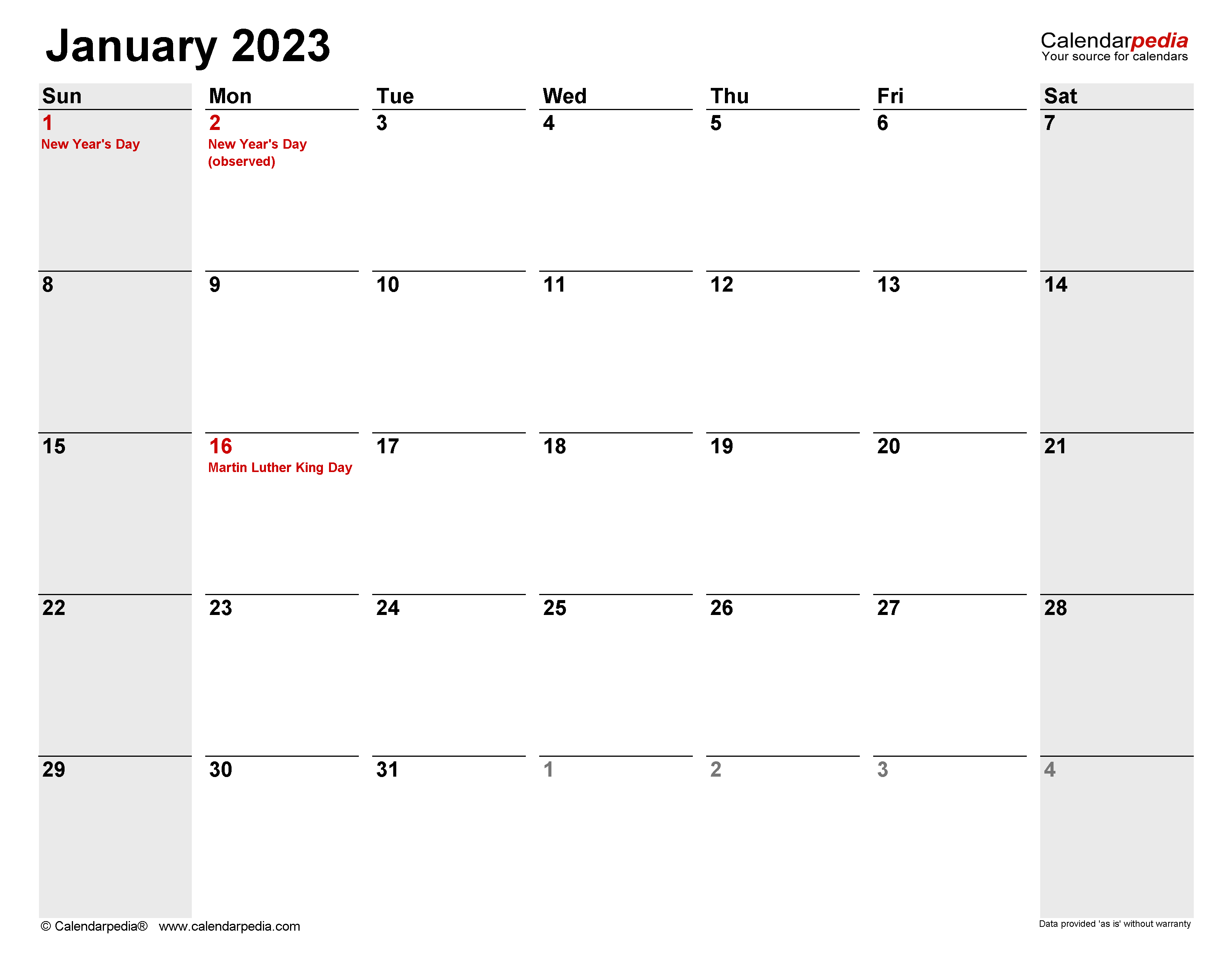 January calendar templates for word excel and pdf