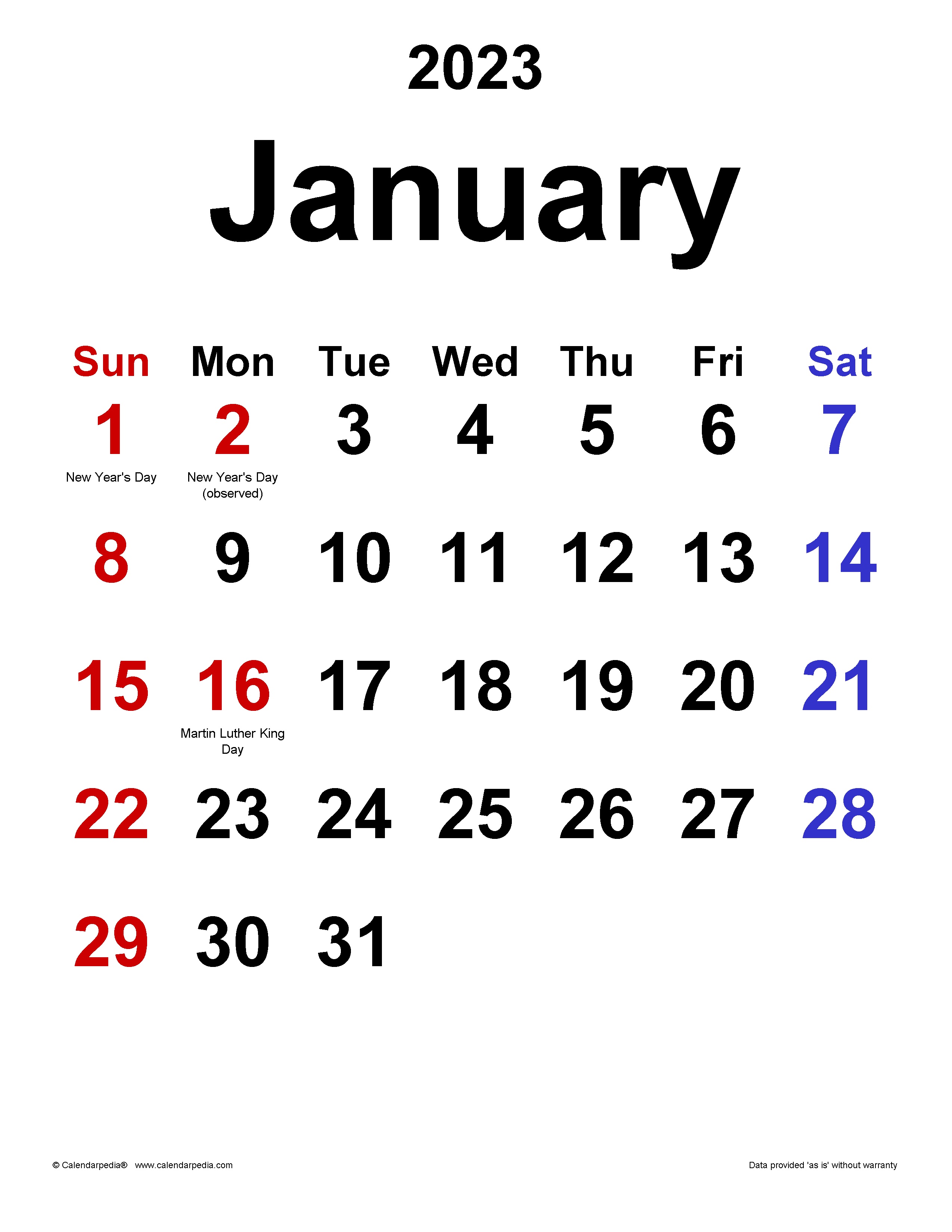 January calendar templates for word excel and pdf