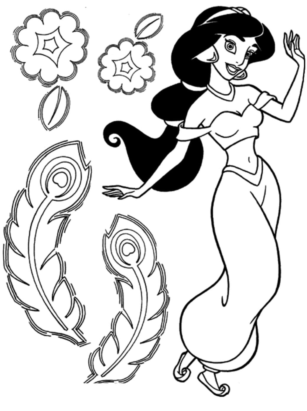 Aladdin jasmine colouring pages download now