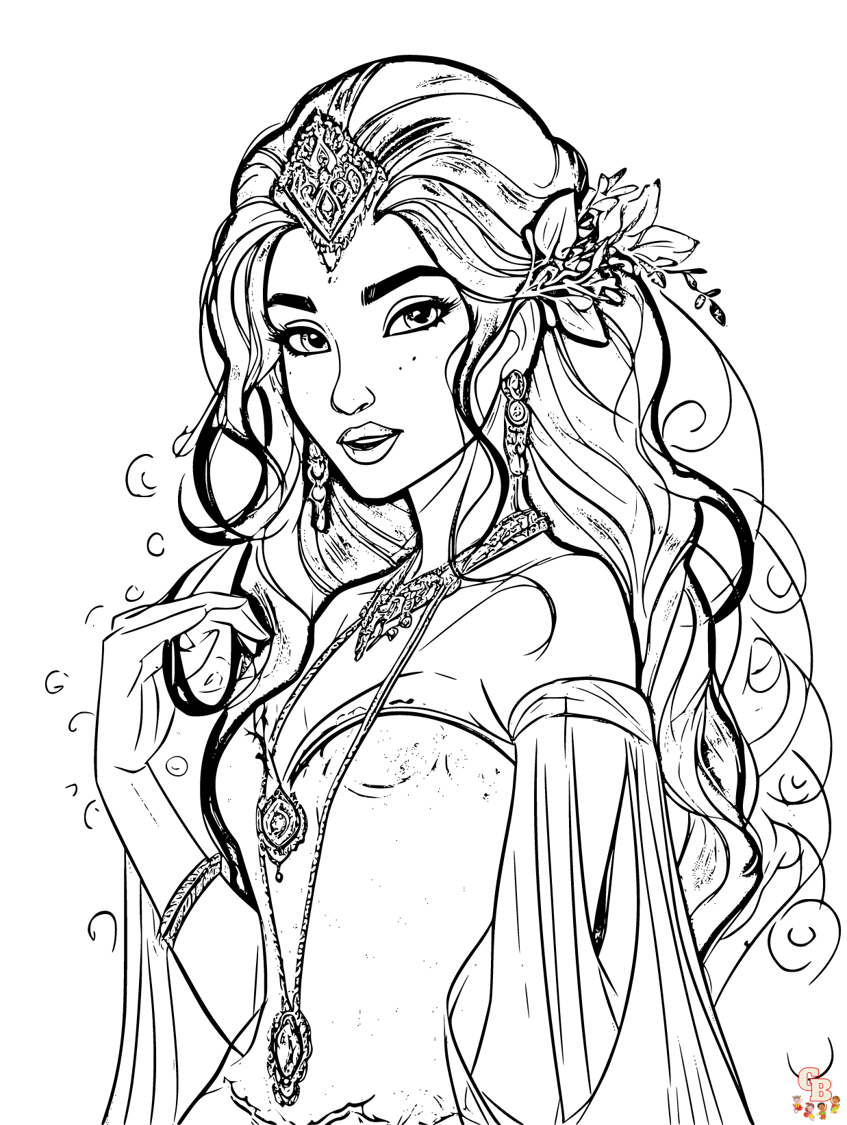 Discover the magic of jasmine coloring pages