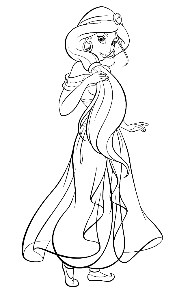 Disney princess jasmine from aladdin coloring page