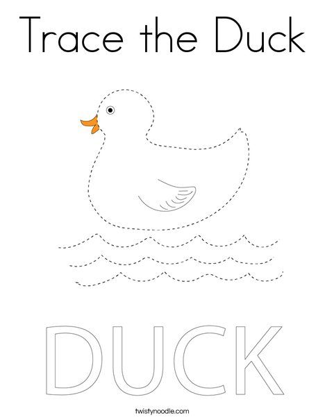 Trace the duck coloring page