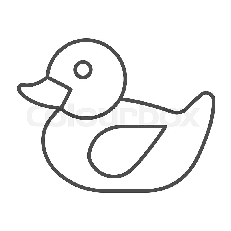 Bath duck thin line icon kid toys concept rubber duck sign on white background rubber toy for bath icon in outline style for mobile concept and web design vector graphics stock