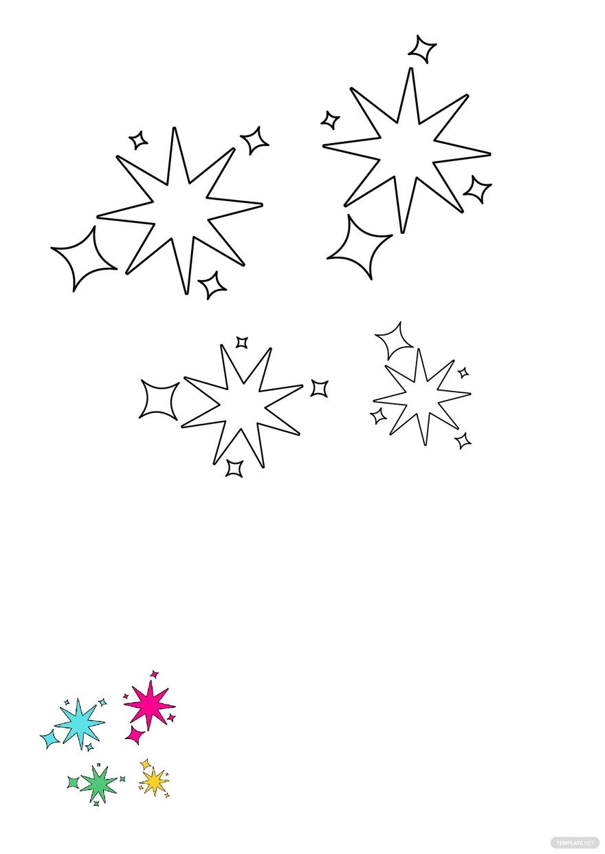 Free cartoon sparkle coloring page
