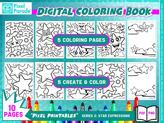Coloring book coloring pages for kids emoji stars pop