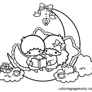 Little twin stars coloring pages printable for free download