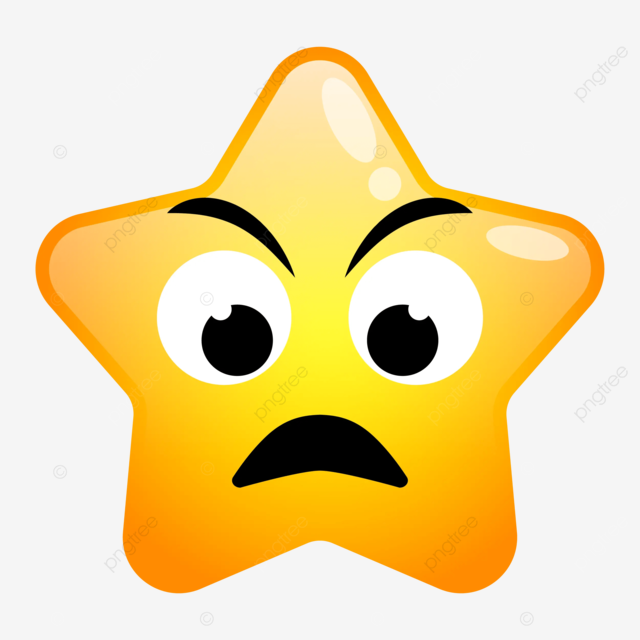Cute star emoticon with shocked face in yellow color vector emoticons shocked face cute star png and vector with transparent background for free download