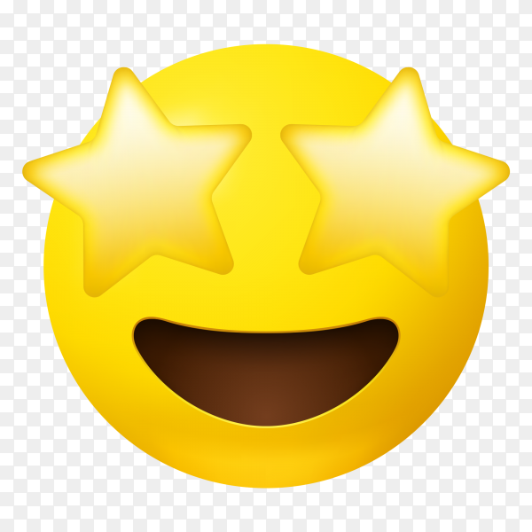 Star struck emoji face with star eyes clip art png