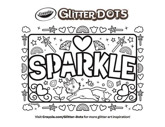 Glitter dots sparkle cats coloring page crayola free coloring pages coloring pages cat coloring page