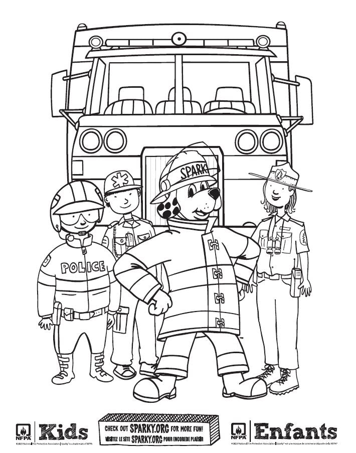 Sparky fire truck and friends coloring pad â canops