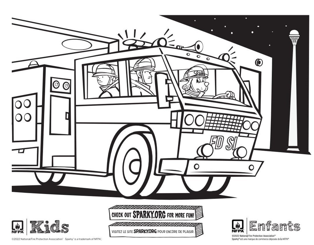 Sparky fire truck coloring pad â canops