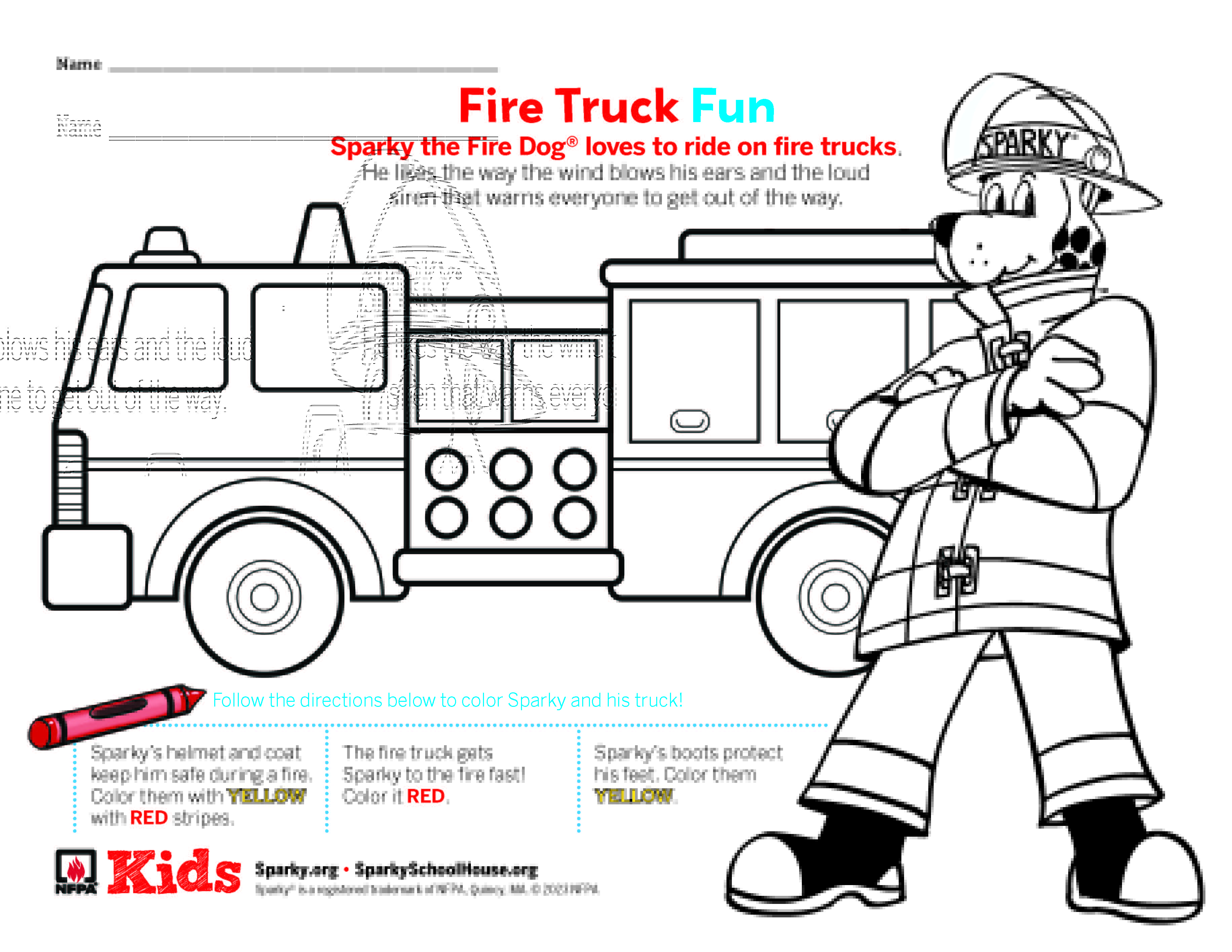 Sparky the fire dog on x check out this new sparky coloring sheet perfect for those firetruck