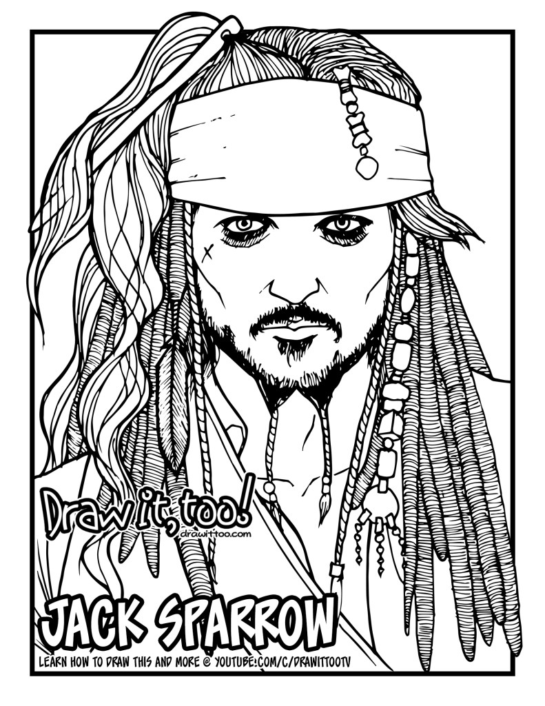 How to draw jack sparrow the pirates of the caribbean narrated easy step