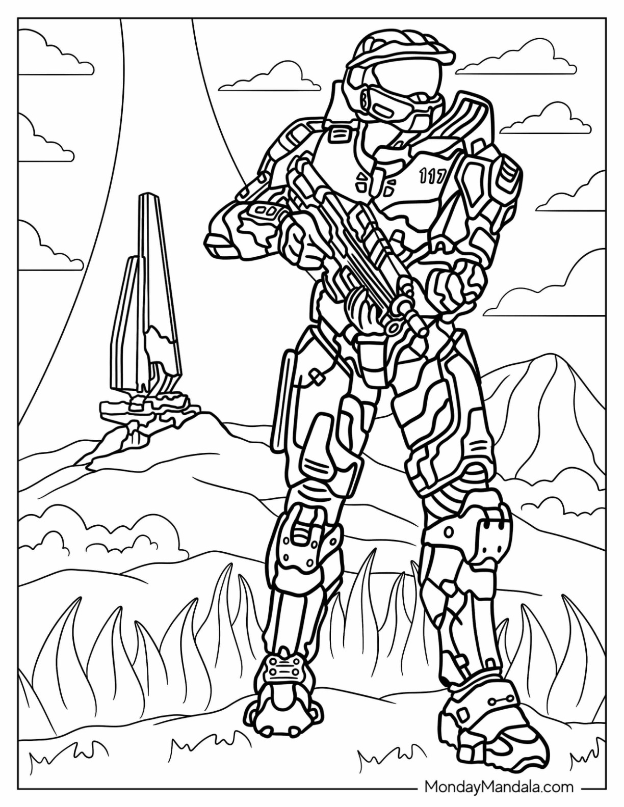 Halo coloring pages free pdf printables
