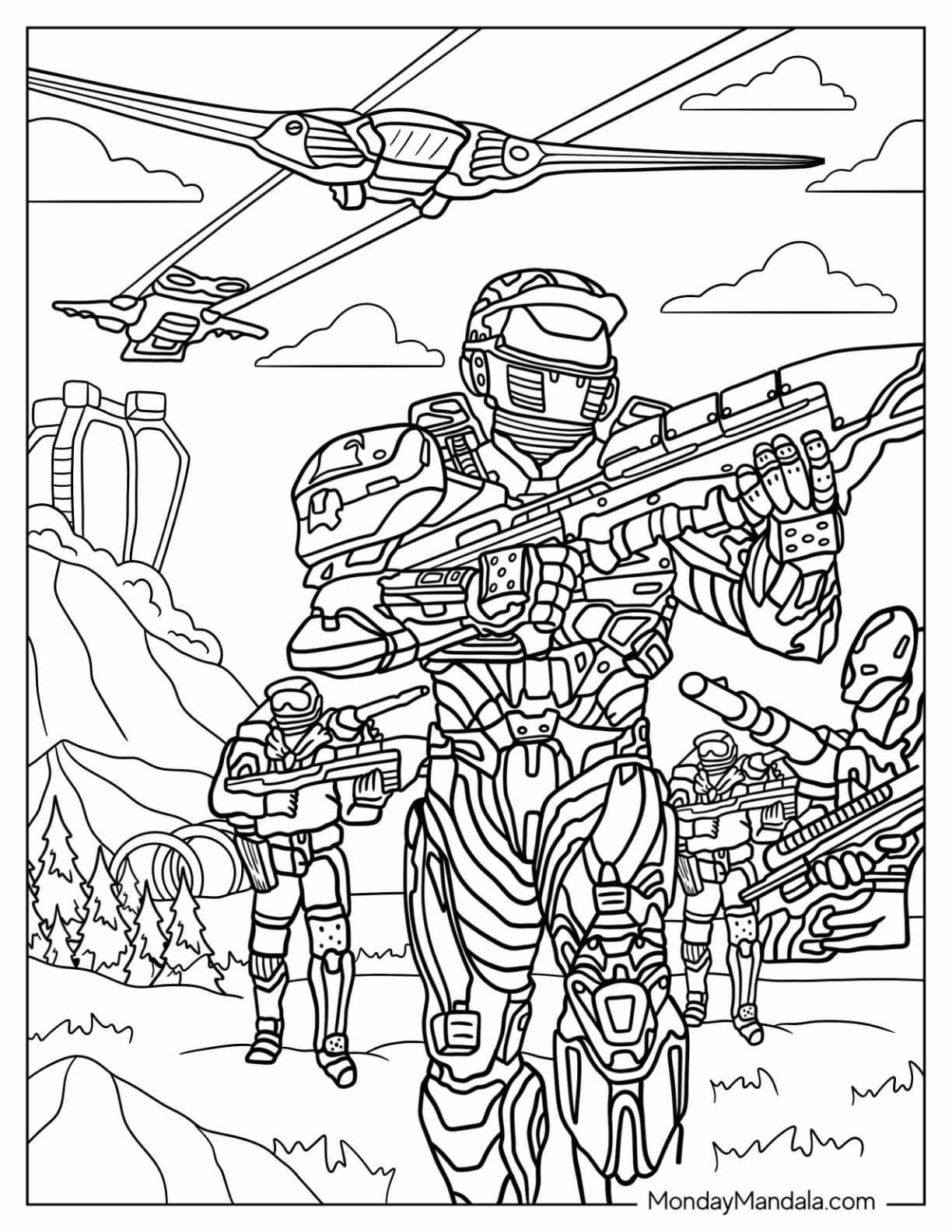 Halo coloring pages free pdf printables